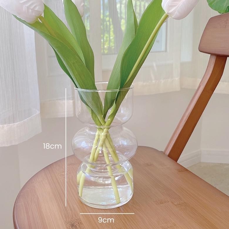 [Grassy] Yoona Vas Bunga Korea Transparan/ Glass Bottle Aesthetic Flower Vase/ Korean Vase