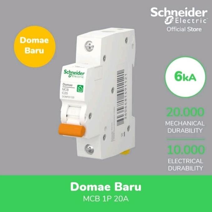 Promo MCB SCHNEIDER DOMAE 1P C20 / SCHNEIDER ELECTRIC MCB DOMAE C20 1 PASS COD