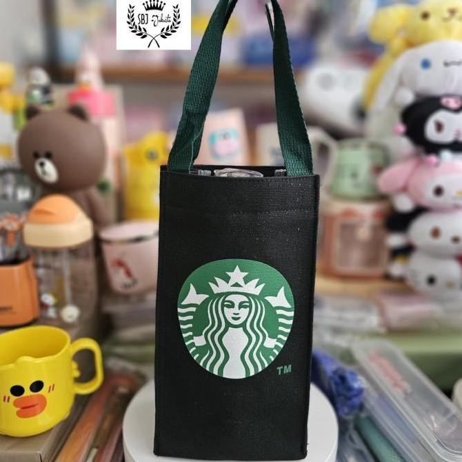 Tas Termos black canvas Tumbler Sarung Botol Minum Elastis Size Besar