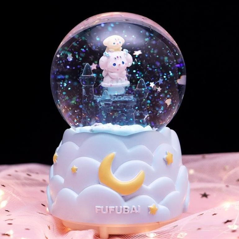 Snowball Bola Kristal Bola Musik Karakter Sanrio Cinnamoroll Kuromi Lotso Kado Pajangan