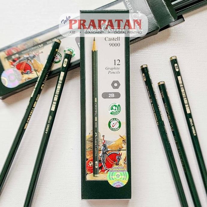 

Pensil Tulis 9000 Faber Castell 2B | 1 BOX ISI 12PCS | Writing Pencil | Pensil 2B
