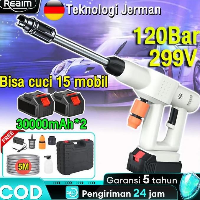 REAIM ALAT CUCI MOBIL CORDLESS 600W, 120BAR JET CLEANER, MESIN CUCI MOBIL, ALAT CUCI MOTOR, SEMPROTA