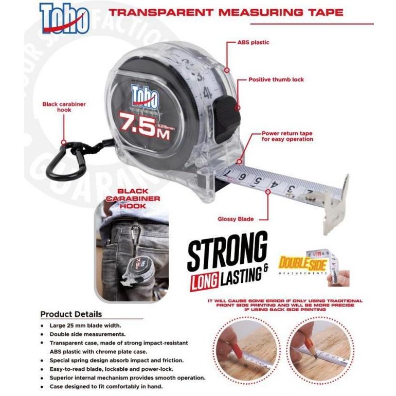 

Materan Transparan 2 Sisi TOHO - 7,5 Meter x 25 mm