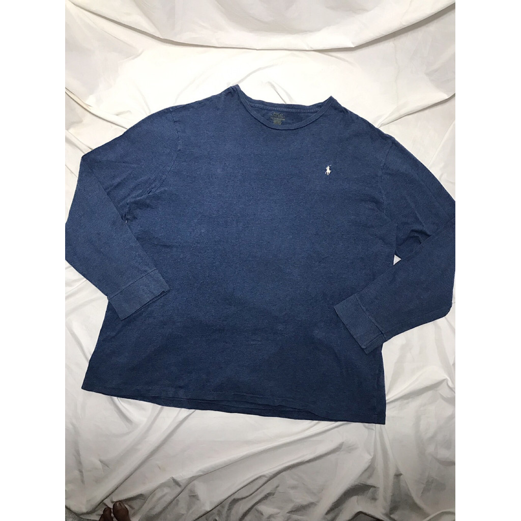 Nego Boskuu > Polo Ralph Lauren Classic Fit Longsleeve  T-Shirt Original - Blue (Outfit/Pakaian)|Pre