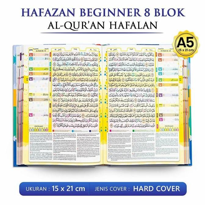 Alquran Hafalan Hafazan 8 Blok Beginner Junior Ukuran A5 Sedang Colour