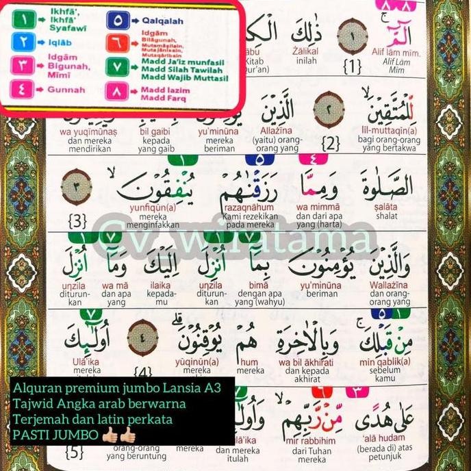 AlQuran Terjemah Latin PerKATA A3 Lansia Jumbo BESAR Tajwid WarnA