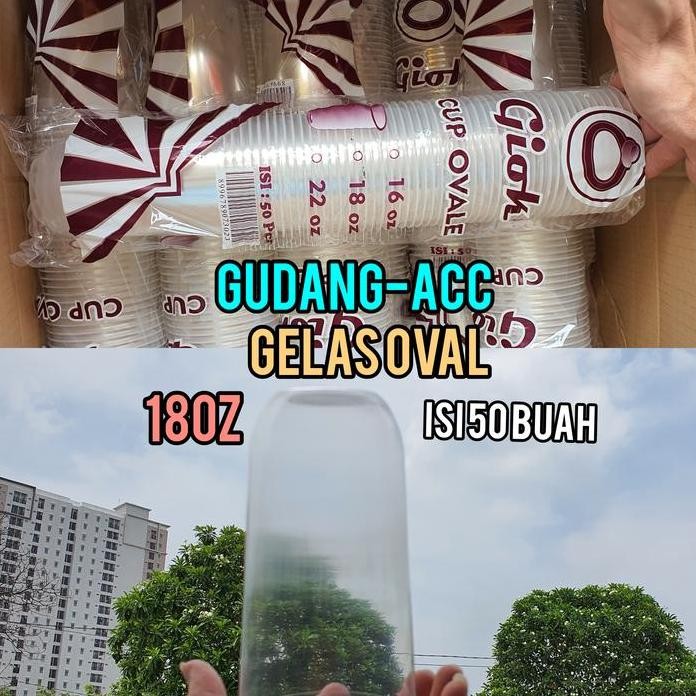 Termurah Gelas Oval 18 Oz / Cup Oval 18Oz / Gelas Plastik Oval 18Oz / 22Oz 50Ps