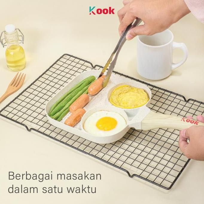 Kook [Bundle Pan+5 Sutil] Brunch Pan + Kiora 5Pcs Utensils - Alat Masak 3In1 Panci Wajan Sarapan Ant