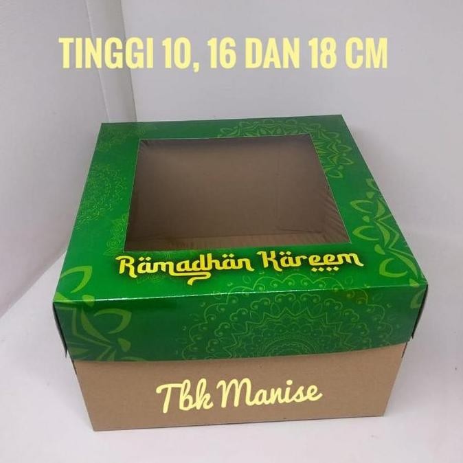 Dus Kue Lebaran Hijau Mika 25x25cm / Box Kue Idul Fitri / Cake Box