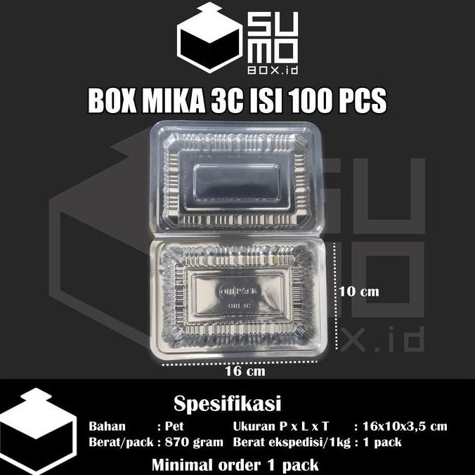 Plastik mika kue ukuran 3c isi 100pcs bening/ kotak makanan nasi rames