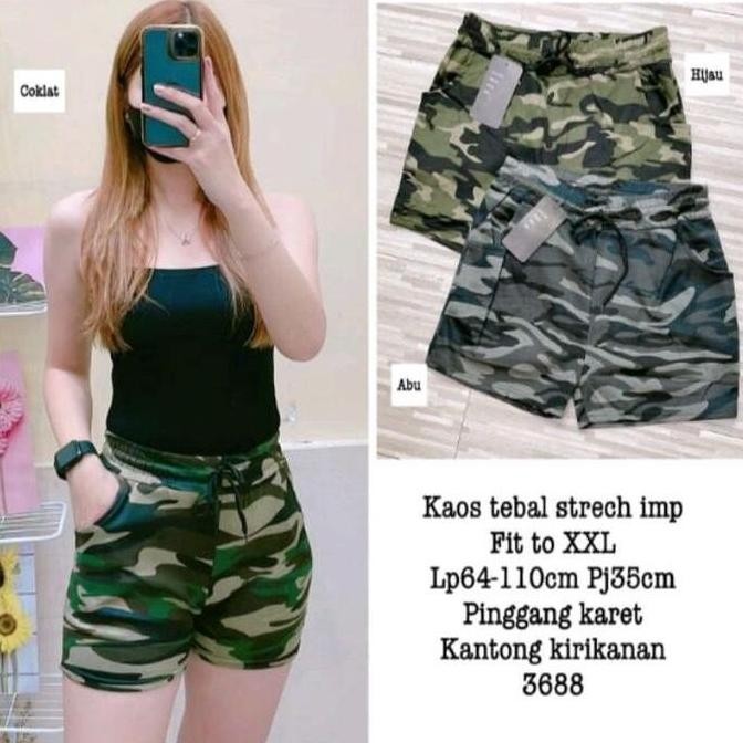 Df197>> Celana Pendek Army Import / Hotpants Wanita Loreng Loreng