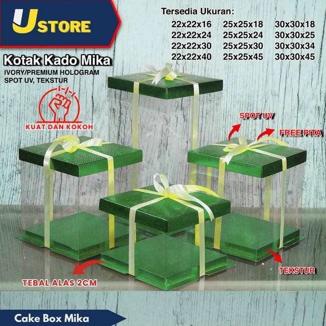 Cake Box Mika Dus Kue Kotak Kue Transparant 30x30 cm Kotak Kado Gift Box kotak Hantaran Mika PET