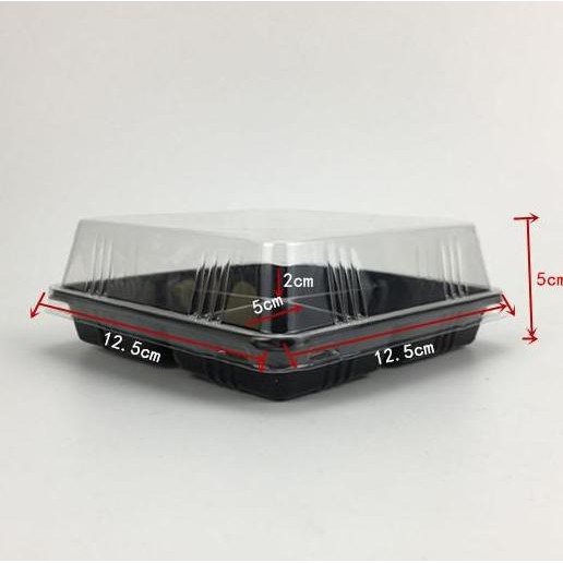 Tempat Kue Box Mika Mooncake Sekat 4 Transparan Putih