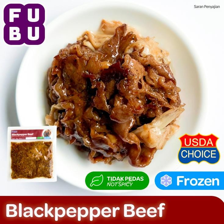 TERMURAH FUBU Blackpepper Beef - Sapi Iris Lada Hitam dengan Jamur Tiram ala Cina - Satu Porsi Lauk 