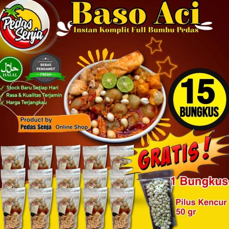 

READY STOK 15 BUNGKUS Paket Usaha Baso Aci Instan Komplit Full Bumbu Kaldu Kuah Pedas Siap kirim