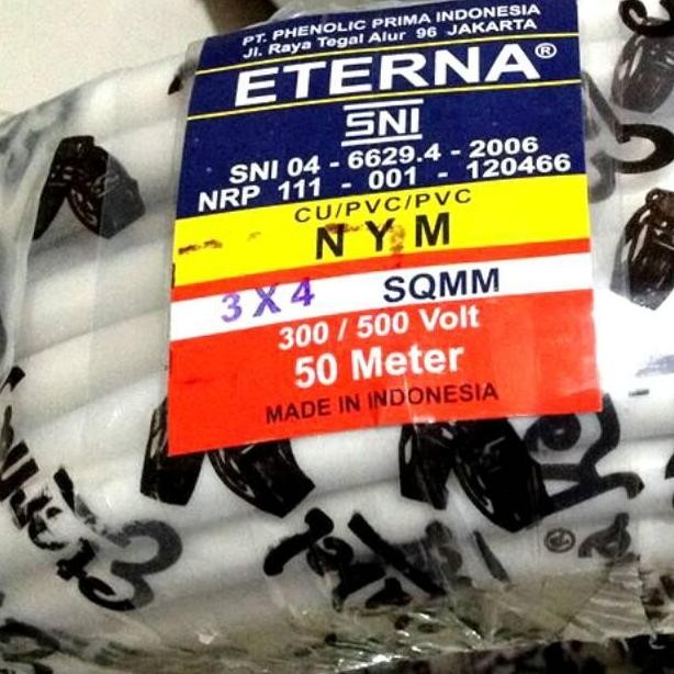 Promo Kabel Listrik Eterna NYM KAWAT 3x4 50 meter 50M Kabel tufur genset COD
