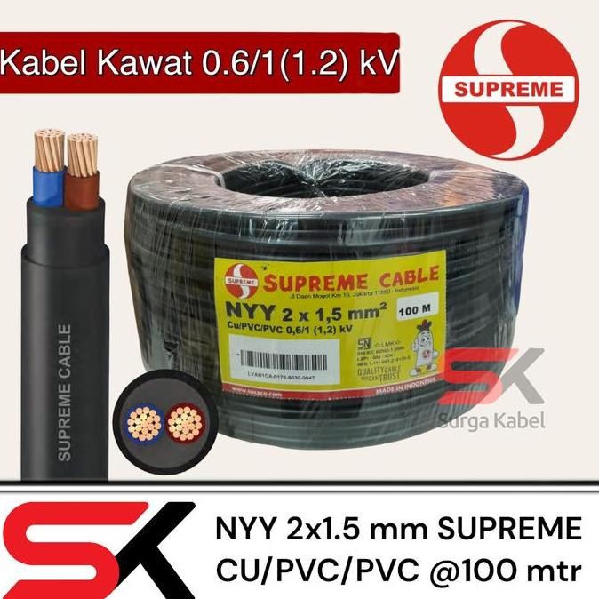 Promo NYY 2x1.5mm SUPREME/ KABEL KAWAT 2 x 1.5mm/ NYY 2x1,5mm/ NYY 2 x 1,5 COD