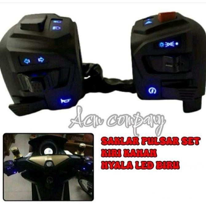 Saklar Set Kiri Kanan LED Biru NMAX Old 2019 ke Bawah untuk Modifikasi Soket/Universal Sepeda Motor