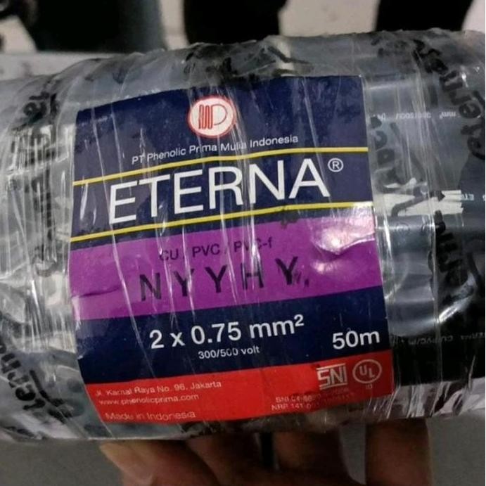 Promo Eterna Kabel Listrik Hitam Kawat NYYHY 2 X 0.75 MM ( 1 Roll 50 Meter ) NYYHY 2x0.75 mm2 50mtr 