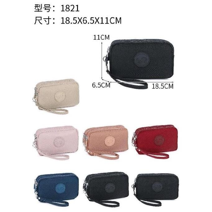 DS100 }} TAS DOMPET WANITA 3 resleting 1 tali LC 1821#