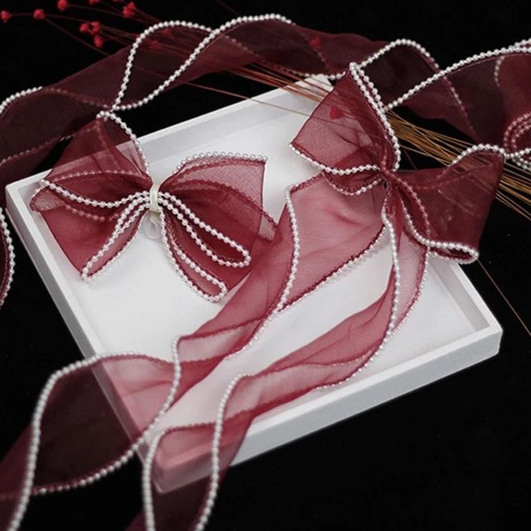 

Sale [Per Glg] Pita Fishtail Ribbon 4 Cm Mutiara - Organza Gelombang Premium Pita Buket Hampers Kado Gha-68