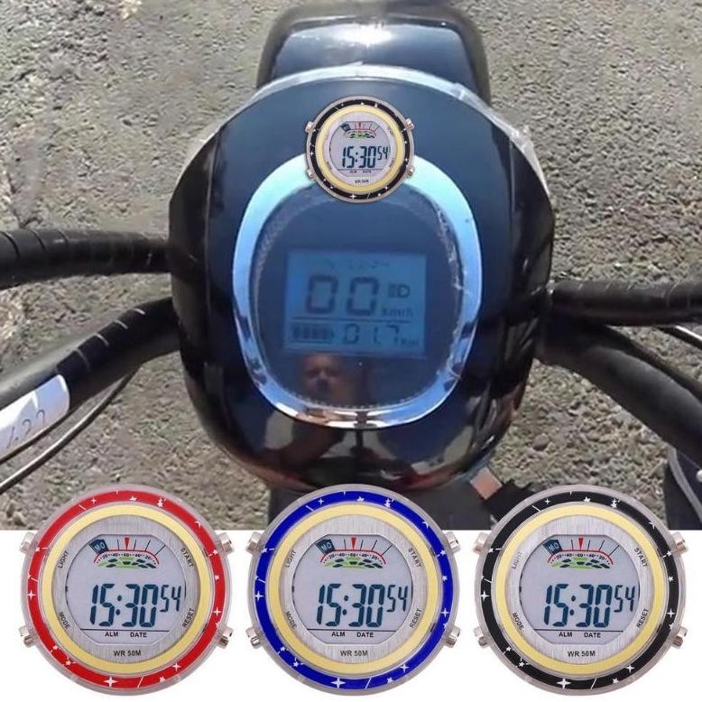 Sale Jam Digital Motor Tahan Air Jam Motor Tempel Bercahaya Ha-147