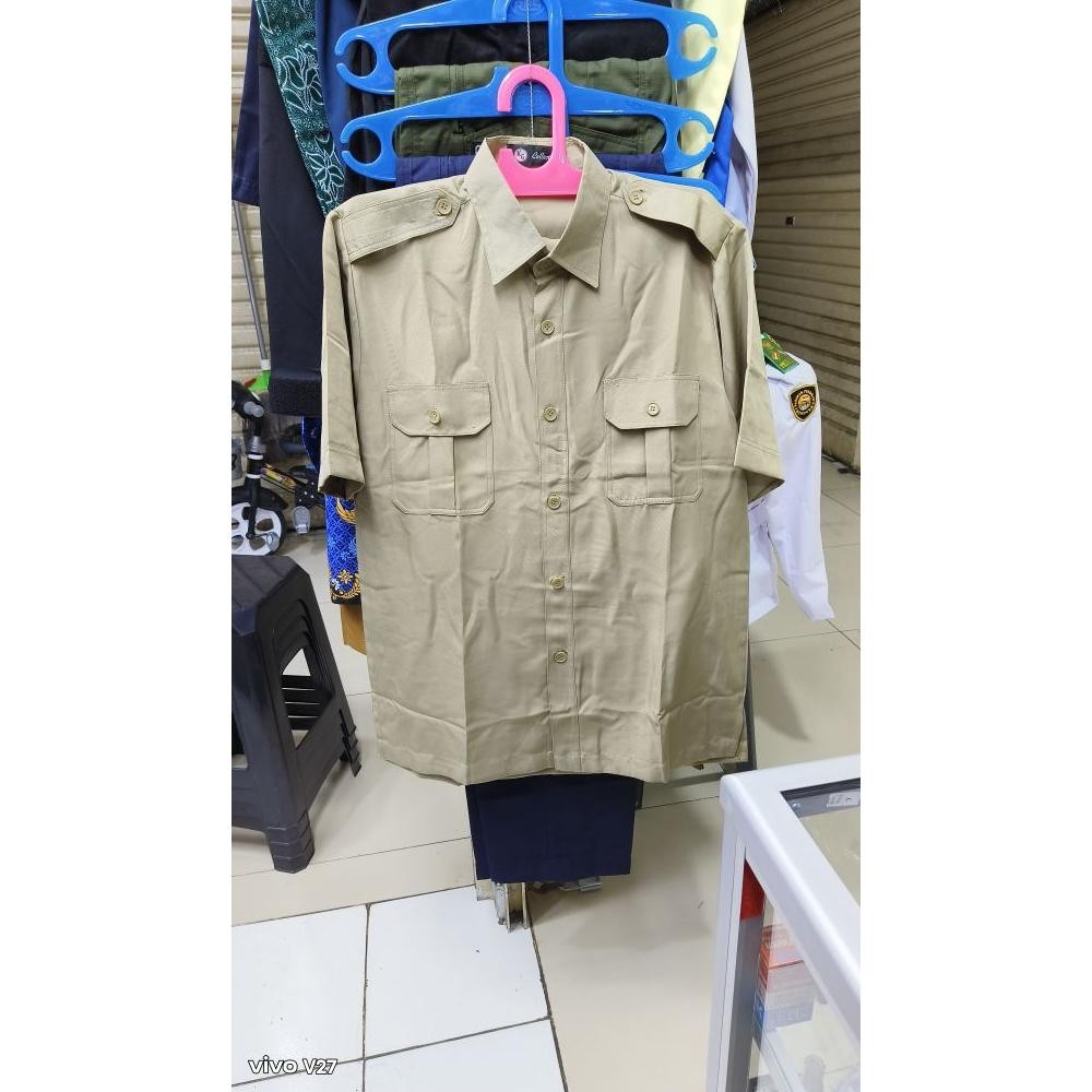 Cod Stelan Baju Pns Pria, Seragam Pemda Cowok, Seragam Guru, Baju Khaki Pria Rt-69