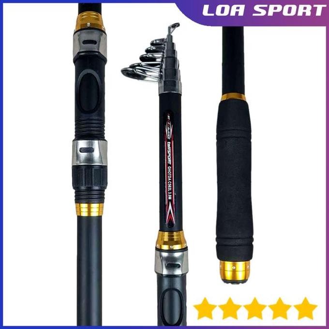 Terbaik | Joran Pancing Antena Teleskopik 2.1M Carbon Fiber Kolam Sungai Danau | 100% Ori