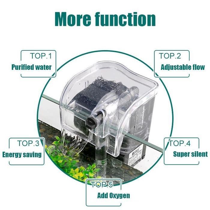 RA Aquascape Filter Gantung Aquarium Pompa Air Mini untuk Akuarium Ikan Filter Eksternal Air Jatuh H