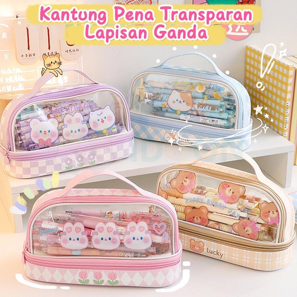 

Terlaris Idoon Pencil Case Transparan Korea Tempat Pensil Besar Dua Lapis Kotak Pensil Tempat Pola Hewan Lucu Sd-67
