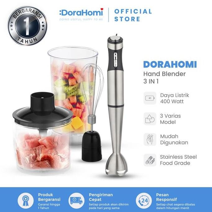 TERLARIS DORAHOMI Hand Blender, Mixer Tangan Elektrik Stainless Steel, Motor Kuat Low Watt (Mixer Ro