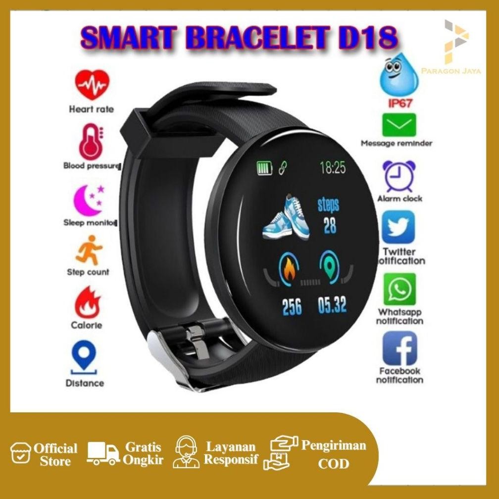 TERMURAH Smartwatch D18 Jam Tangan Smartband D18 Waterproof Smart watch Siap kirim