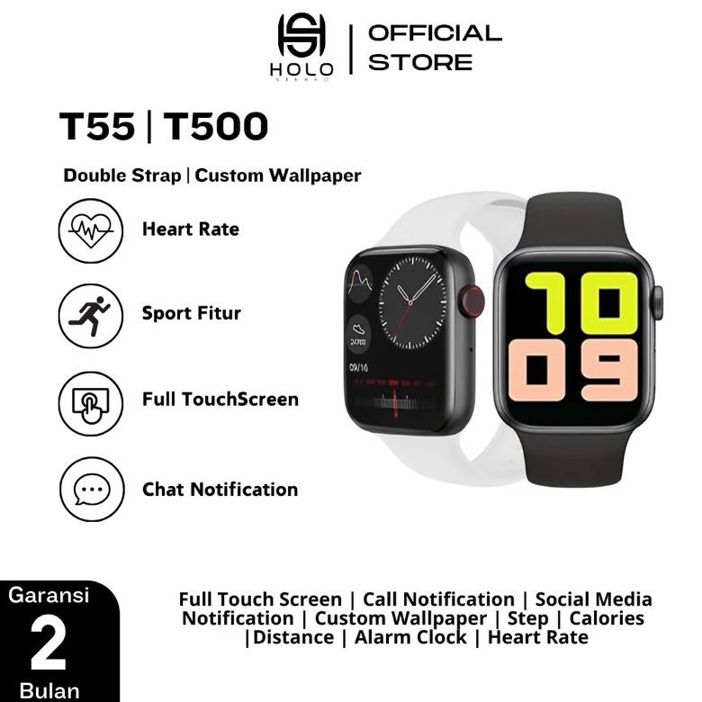 TERLARIS HOLO Smartwatch T55 / T500 / I8 Ultra Big 2.0 Free TWS + 2 Tali Single Strap / Double Strap