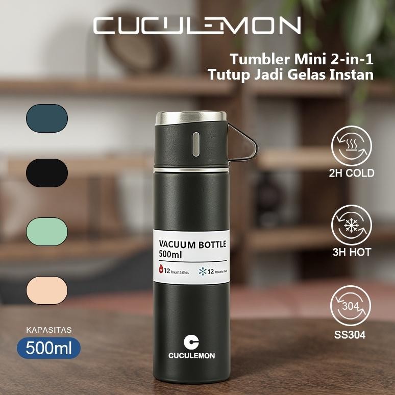 Cuculemon Termos Vacuum Flask Set Termos Stainless Steel 500ml Tahan Panas Dingin Termos Air Panas a