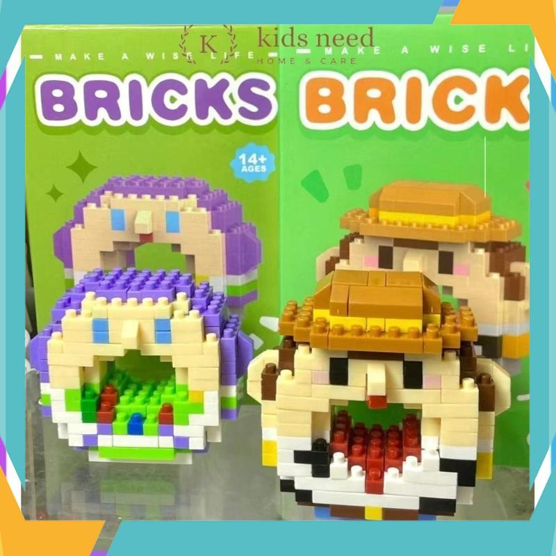 Terbaik DIY Susun Balok Blok Mini Kartun Bricks Donat Disney Mainan Balok Nano Block Kartun Toys/3D 