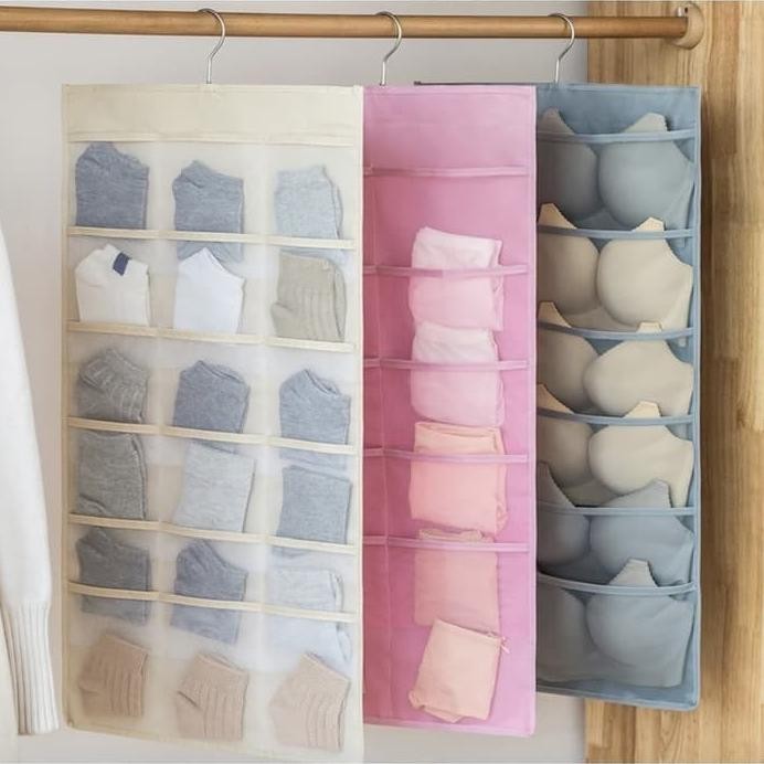 Pouch Gantung Bra Pakaian Celana Dalam Gantungan Serbaguna 30 Sekat aSt