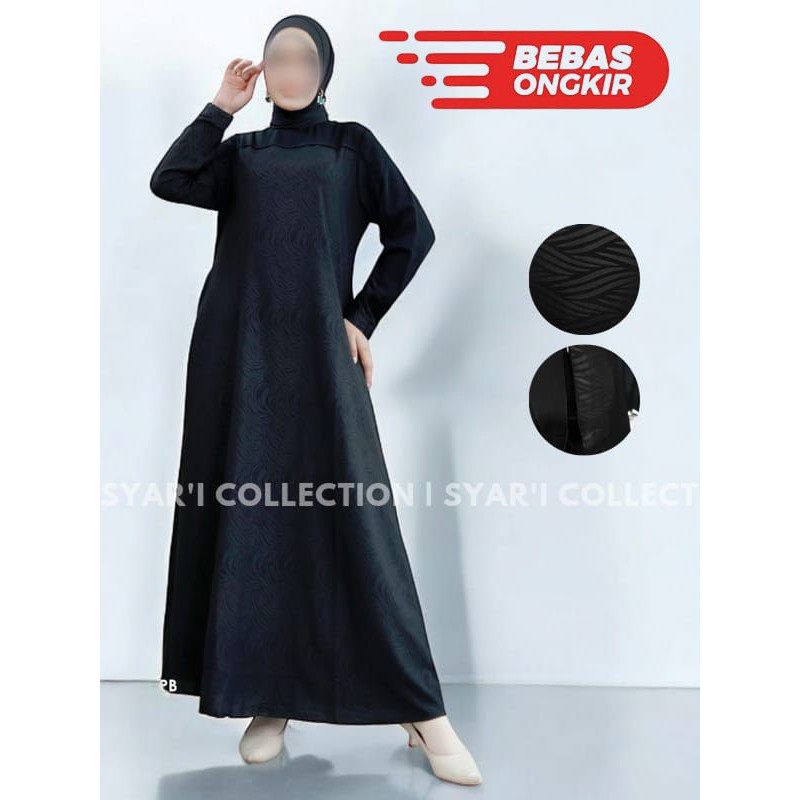 ABAYA GAMIS HITAM WANITA JETBLACK EMBOS