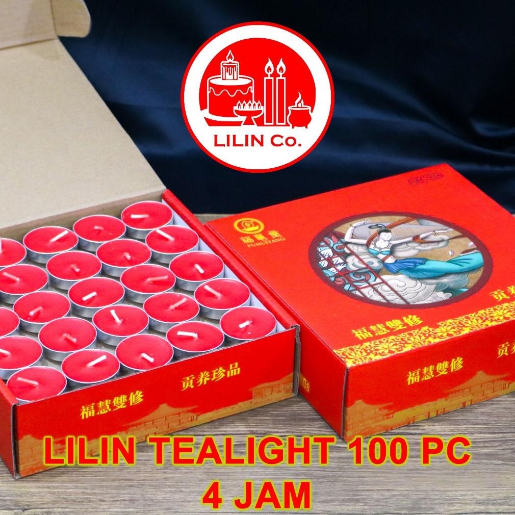 Lilin Tealight Bulat 4 Jam 100 Pcs Lilin Refill Lilin Puja Sembahyang Lilin Sembayang Merah Kuning L