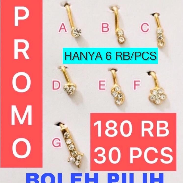 Pin Hidung Jepit. 6. X 30 Pcs Nath India Jepit Anting Hidung Jepit Tanpa Tindik Nose Ring India Indi