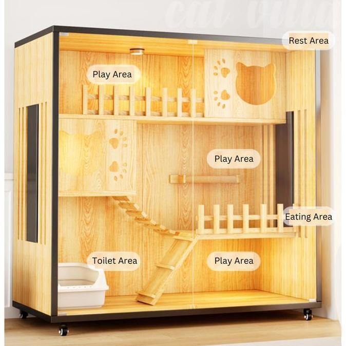 

PaPaPet Villa Kandang Di apartemen yang memiliki menara besar, rumah taman bunga besar yang dapat menampung dua kucing dewasa, taman bermain, sofa kuku palsu, kandang, kasur, tempat tidur telur dan seng