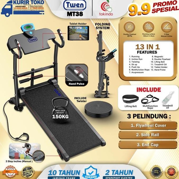 PROMO DISKON - TWEN MT MT8 Treadmill Tanpa Listrik Treadmill Manual Treadmill Multifungsi Treadmill 
