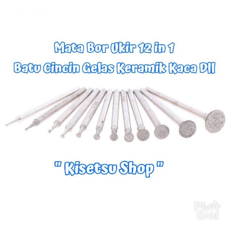 TERLARIS SET 12 PCS MATA BOR GERINDA DIAMOND VENEER UKIR POTONG POLES BATU AKIK KERAMIK KACA GELAS P