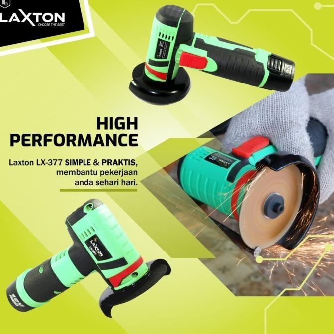 TERMURAH LAXTON LX377 CORDLESS mesin gerinda tangan angle grinder baterai cordless 3" Siap kirim
