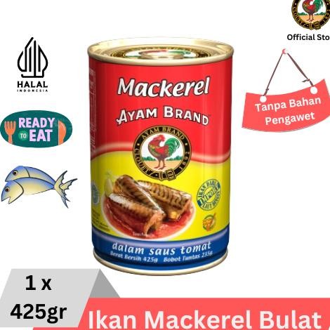 

READY STOK Ayam Brand - Ikan Mackerel Kaleng Bulat Saus Tomat 425gr Siap kirim
