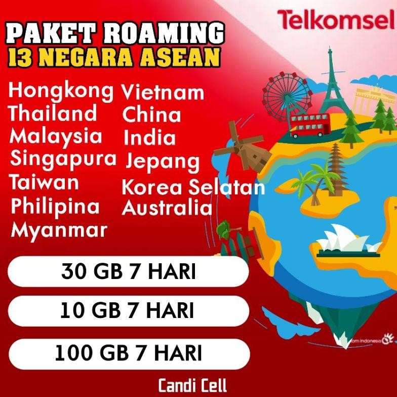Paket Roaming Telkomsel Negara Asia 1 Hari & 3 Hari + Kuota Transit Bisa Request Sesuai Keberangkata