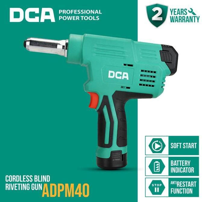 DCA Cordless Blind Riveting Gun / Mesin Rivet Baterai 12Volt ADPM40