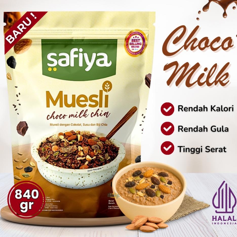 

Muesli Choco Milk Chia 840 Gr Safiya Oatmeal Dried Fruit Almond Sereal Sarapan Sehat