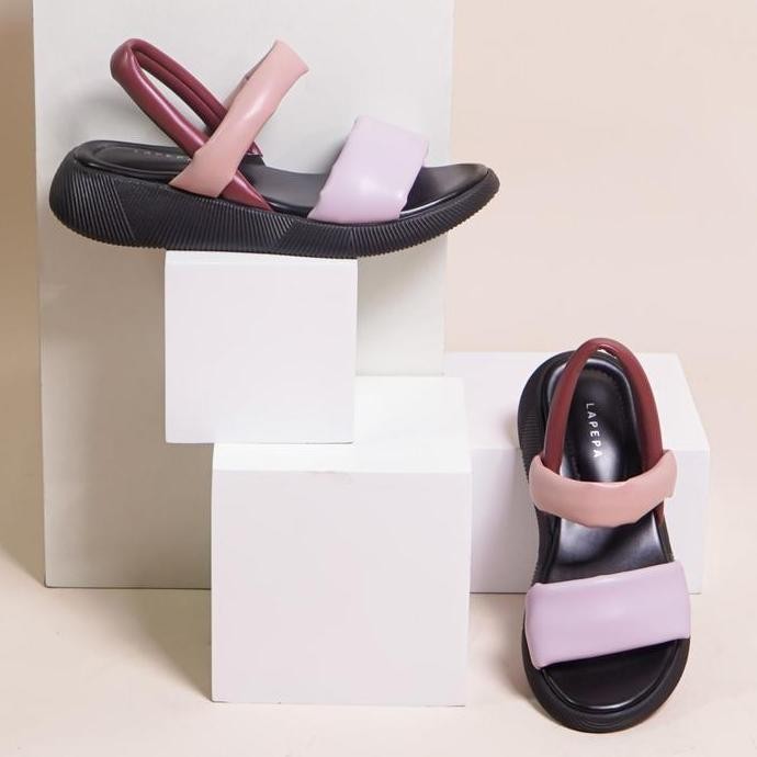 DE109 >> Valerie Lilac-Pink Wedges | sandal platform wanita dua ban tali strap belakang kekinian war