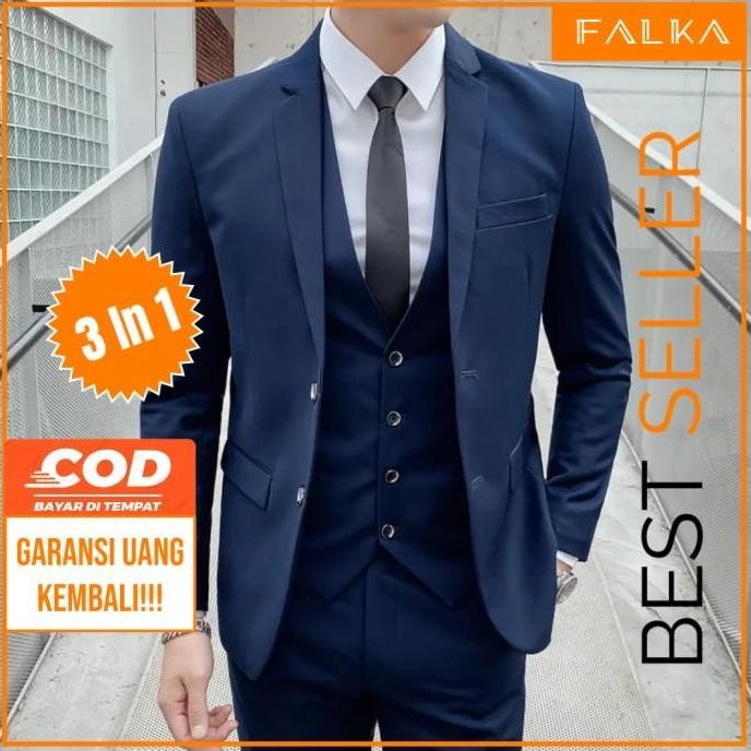 3 In 1 Set Jas Pria Tuxedo Pria Setelan Jas Pria Formal