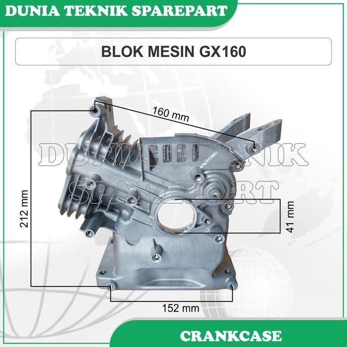 GX160 Blok mesin / Cylinder block / Crankcase untuk mesin penggerak